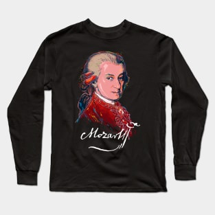 Mozart Colorful Portrait, Music-Classical-Piano Long Sleeve T-Shirt